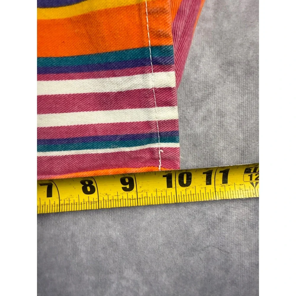 Vintage 80s 90s Fine Jeanswear Women's XL Rainbow Striped Bermuda Shorts USA